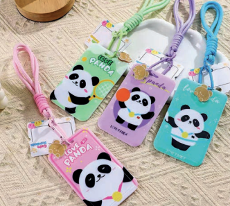 KORDON ASKILI ANAHTARLIKLI 4 RENK PANDA DESEN YAKA KARTI 20 Lİ FCX - FCX24