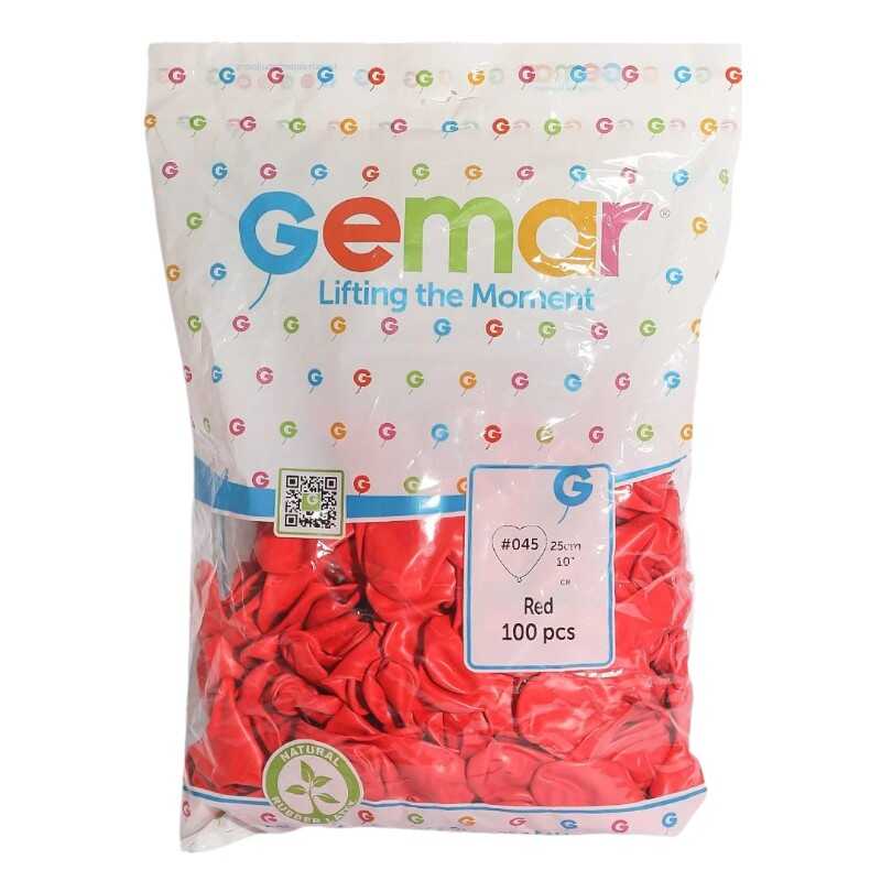 BALON KALPLİ KIRMIZI RENK 25 CM - 100 LÜ GEMAR  - 045
