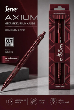 SERVE-3326 AXIUM METAL GÖVDE MEKANİK KURŞUN KALEM 07 MM BORDO
