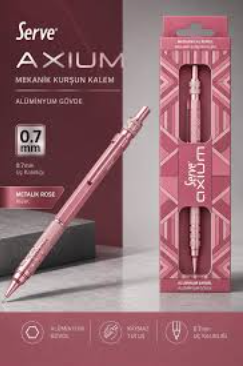 SERVE-3357 AXIUM METAL GÖVDE MEKANİK KURŞUN KALEM 07 MM ROSE