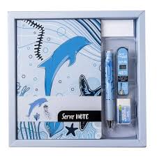 SERVE DEFTER SETİ- DESENLİ GÖK MAVİ 1291