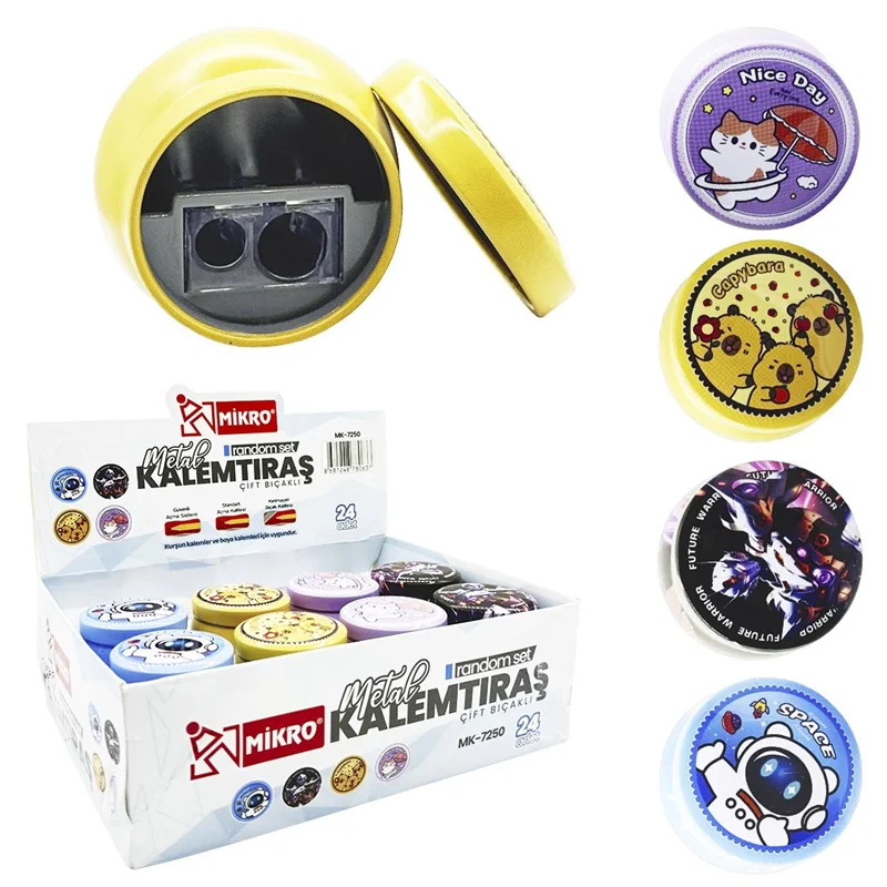 MİKRO ÇİFTLİ METAL KALEMTRAŞ RANDOM SET 24 LÜ ŞAHİN - MK7250