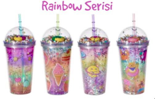 PUTİ 450 ML PİPETLİ BARDAK RAİNBOW SERİSİ 4 RENK - 11905 - VİVA