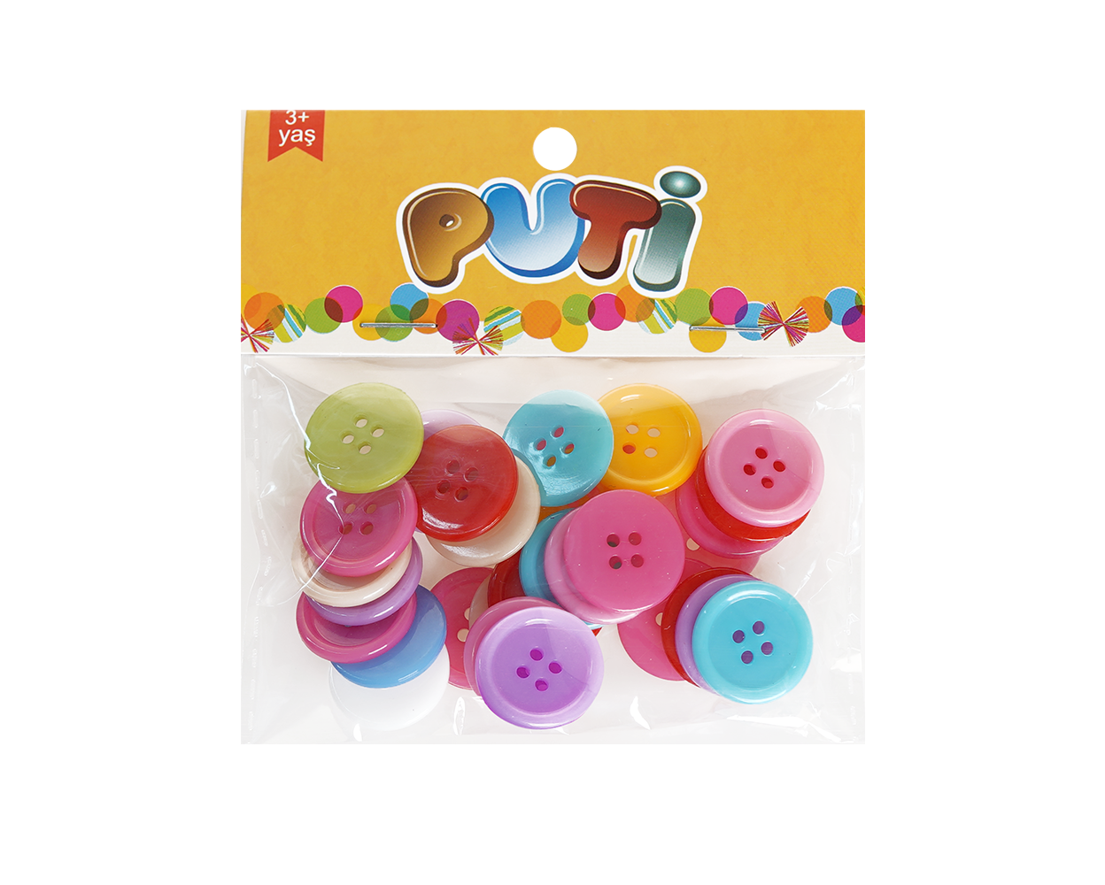 PUTİ RENKLİ PLASTİK DÜĞME 25 MM 30 ADET VIVA - 14296