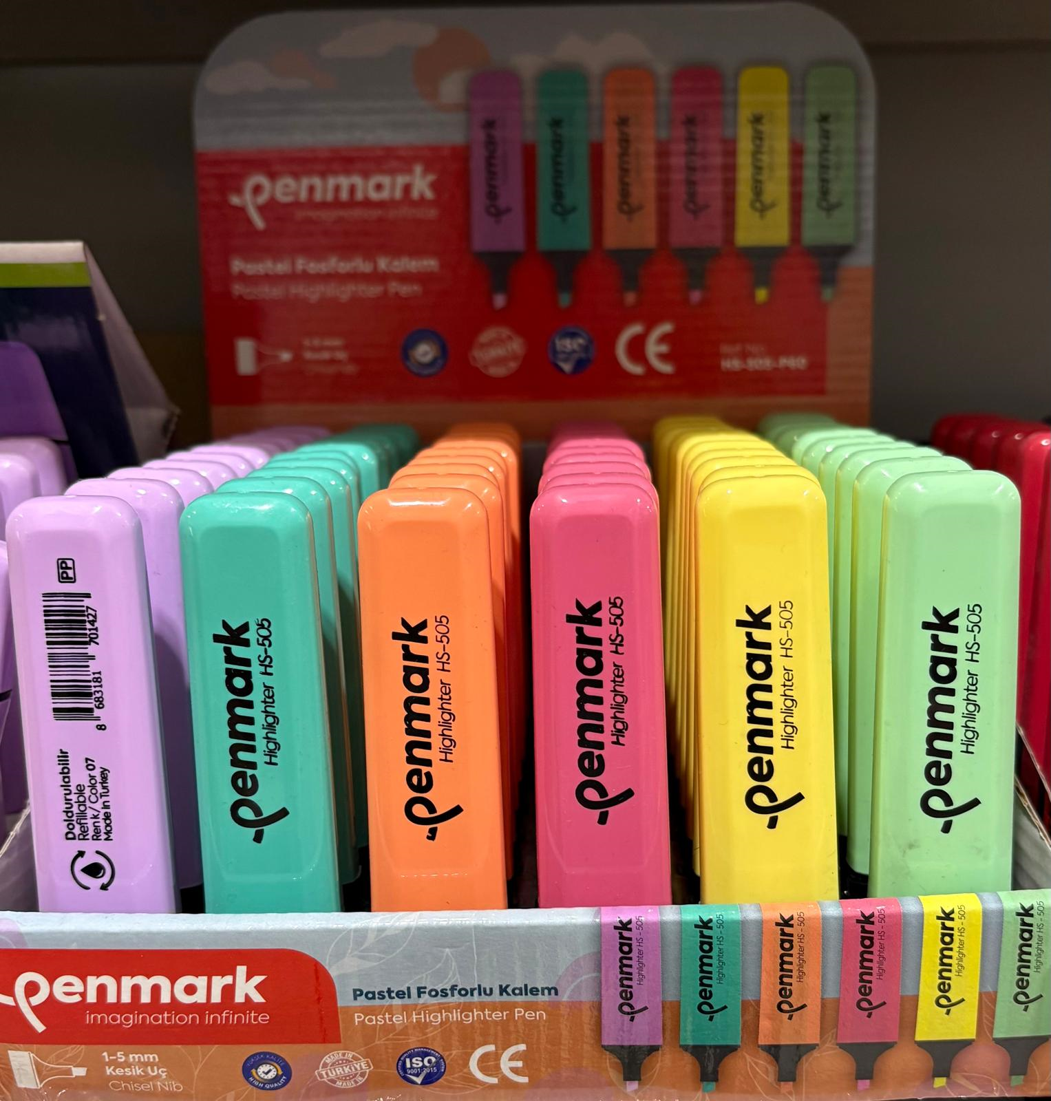 FOSFORLU KALEM PASTEL RENKLER 60 LI STAND PENMARK-HS50560P
