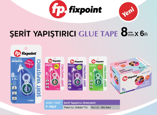 ŞERİT YAPIŞTIRICI 8MMX6MT 24 LÜ FİXPOİNT - P9869