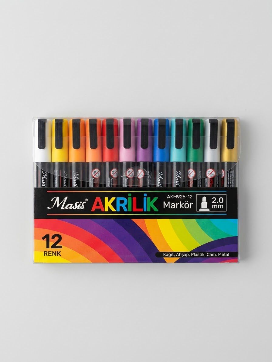 AKRİLİK MARKÖR 4.0 MM NORMAL RENK 12 Lİ MASİS - AKM92512