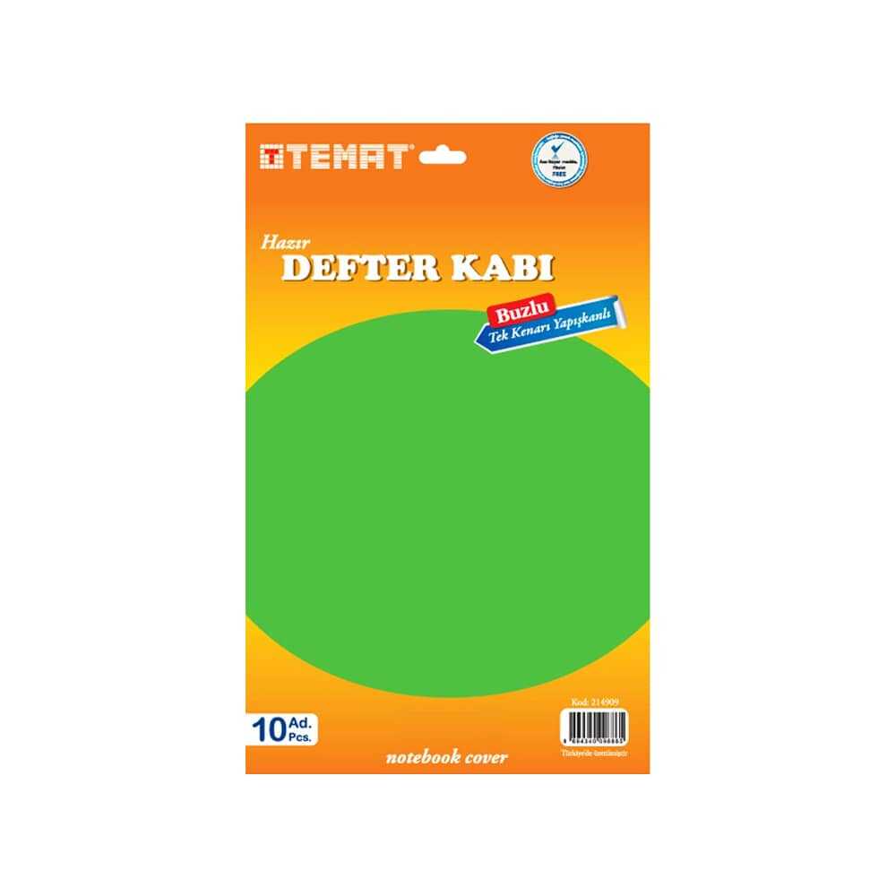TEMAT-194006 TEK KENARI YAPISKANLI HAZIR DEFTER KABI YESIL 10 LU