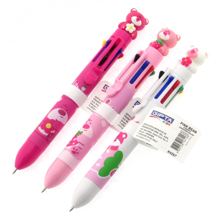 TÜKENMEZ KALEM PİNK BEAR 8 COLOR 24 LÜ GIPTA - K4267