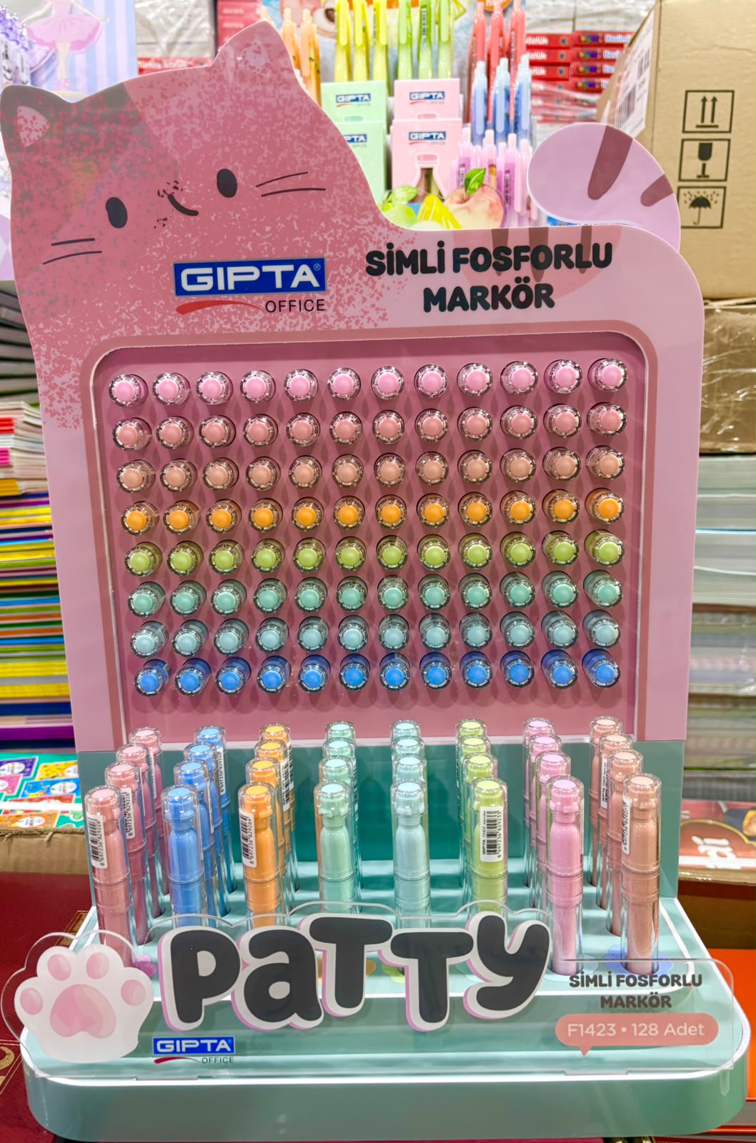 FOSFORLU MARKÖR PATTY 8 RENK 128 Lİ STAND GIPTA - F1423