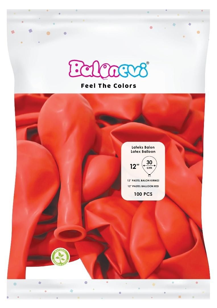 BALON TEK RENK KIRMIZI 12'' BALONEVİ - BBP1210003