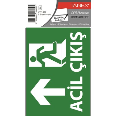 TANEX UYR-102 ACİL ÇIKIŞ 2 UYARI ETİKETİ