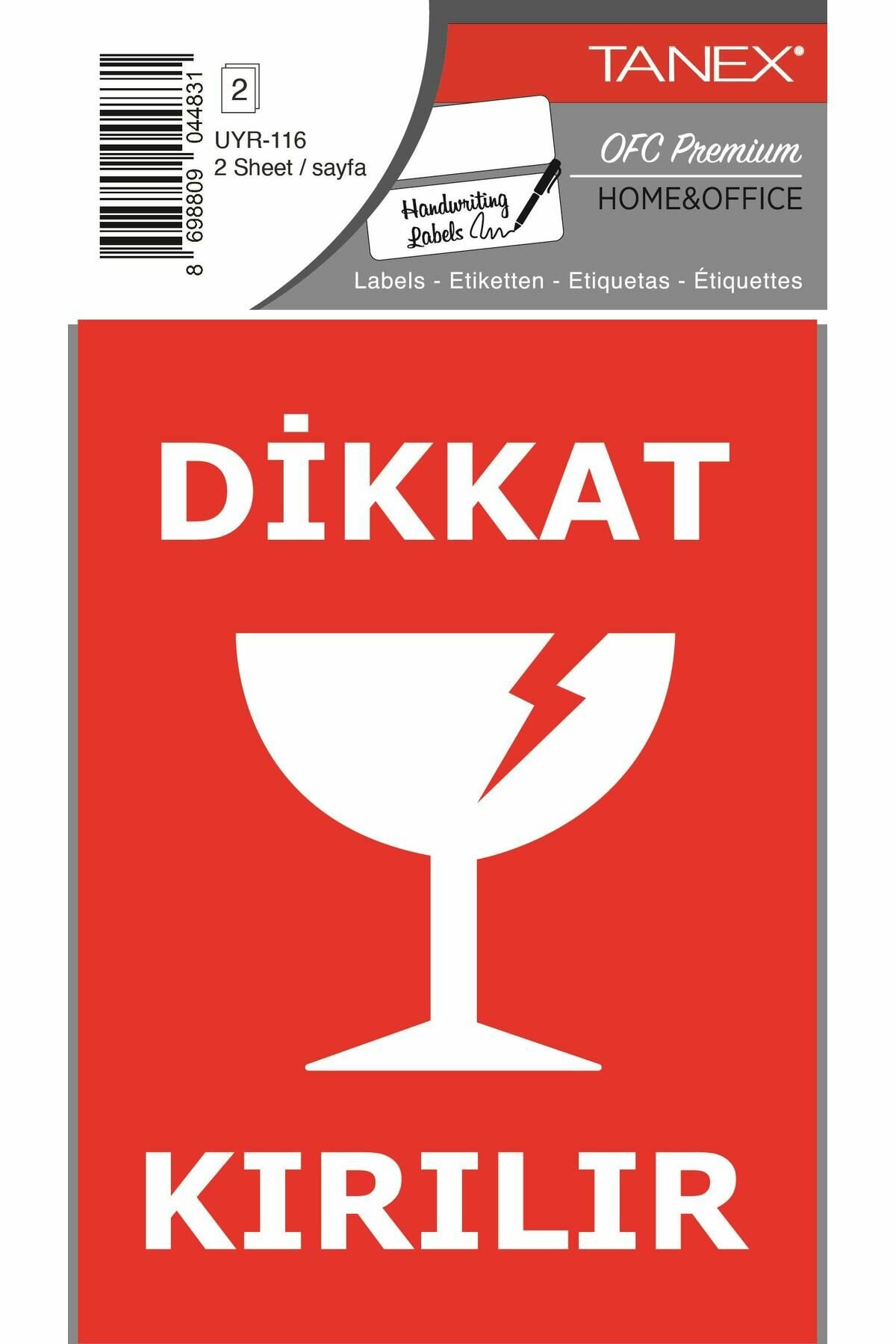 TANEX UYR-116 DİKKAT KIRILIR UYARI ETİKETİ