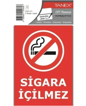 TANEX UYR-117 SİGARA İÇİLMEZ UYARI ETİKETİ