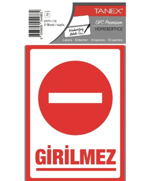 TANEX UYR-119 GİRİLMEZ UYARI ETİKETİ