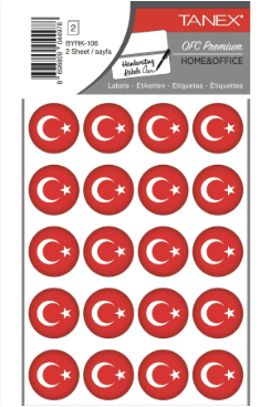 TÜRK BAYRAĞI - 6 ETİKETİ TANEX - BYRK10602
