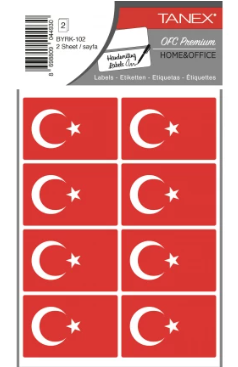 TÜRK BAYRAĞI - 2 ETİKETİ TANEX - BYRK10202
