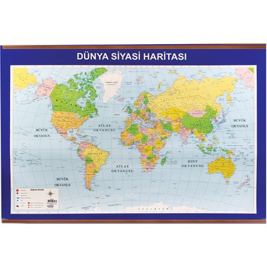 70X100 DÜNYA SİYASİ + FİZİKİ ÇITALI HARİTA PANDA - PAN406