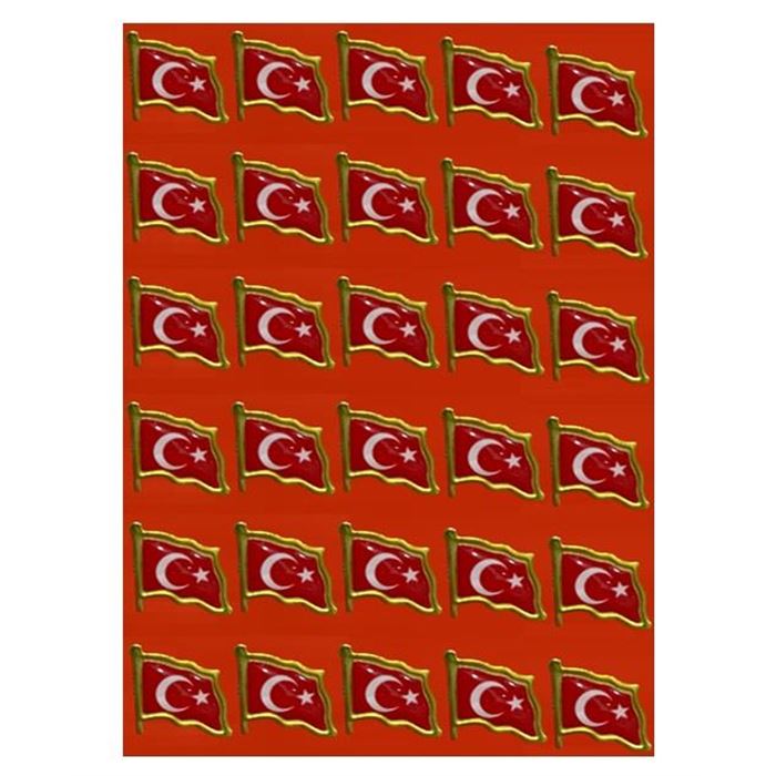 DALGALI PLASTOLU TÜRK BAYRAĞI ROZET 30 LU PK - BUKET - BKT606