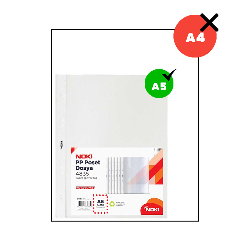 NOKİ POŞET DOSYA A5 100 LÜ PK DERYA-4835