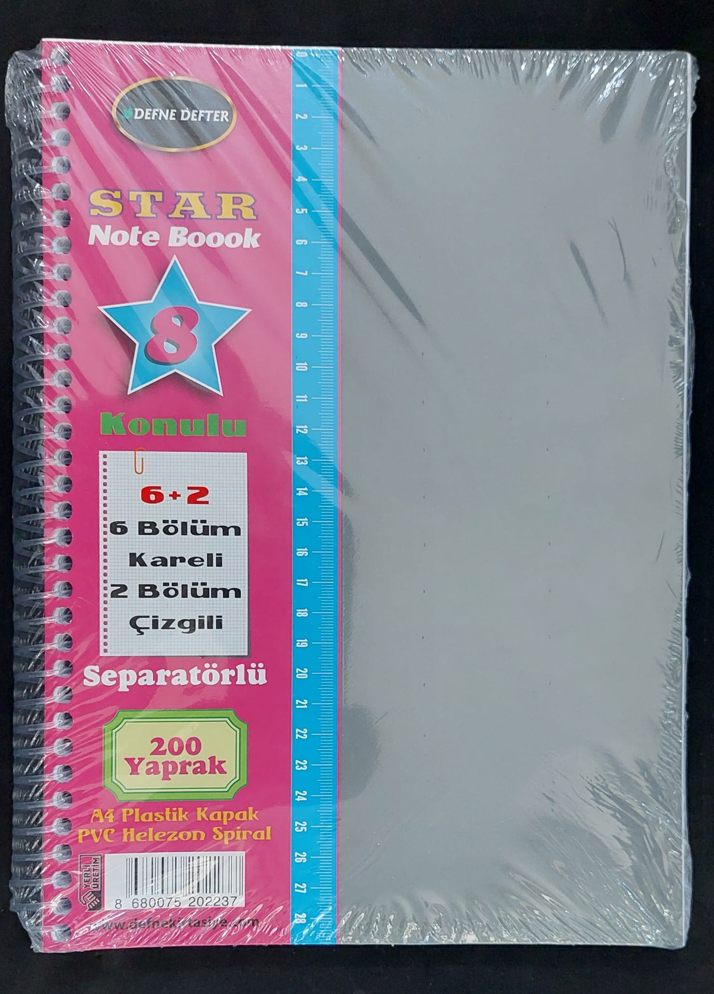 STAR AYRAÇLI DEFTER 6+2 200 YP PP KAPAK DEFNE-2237