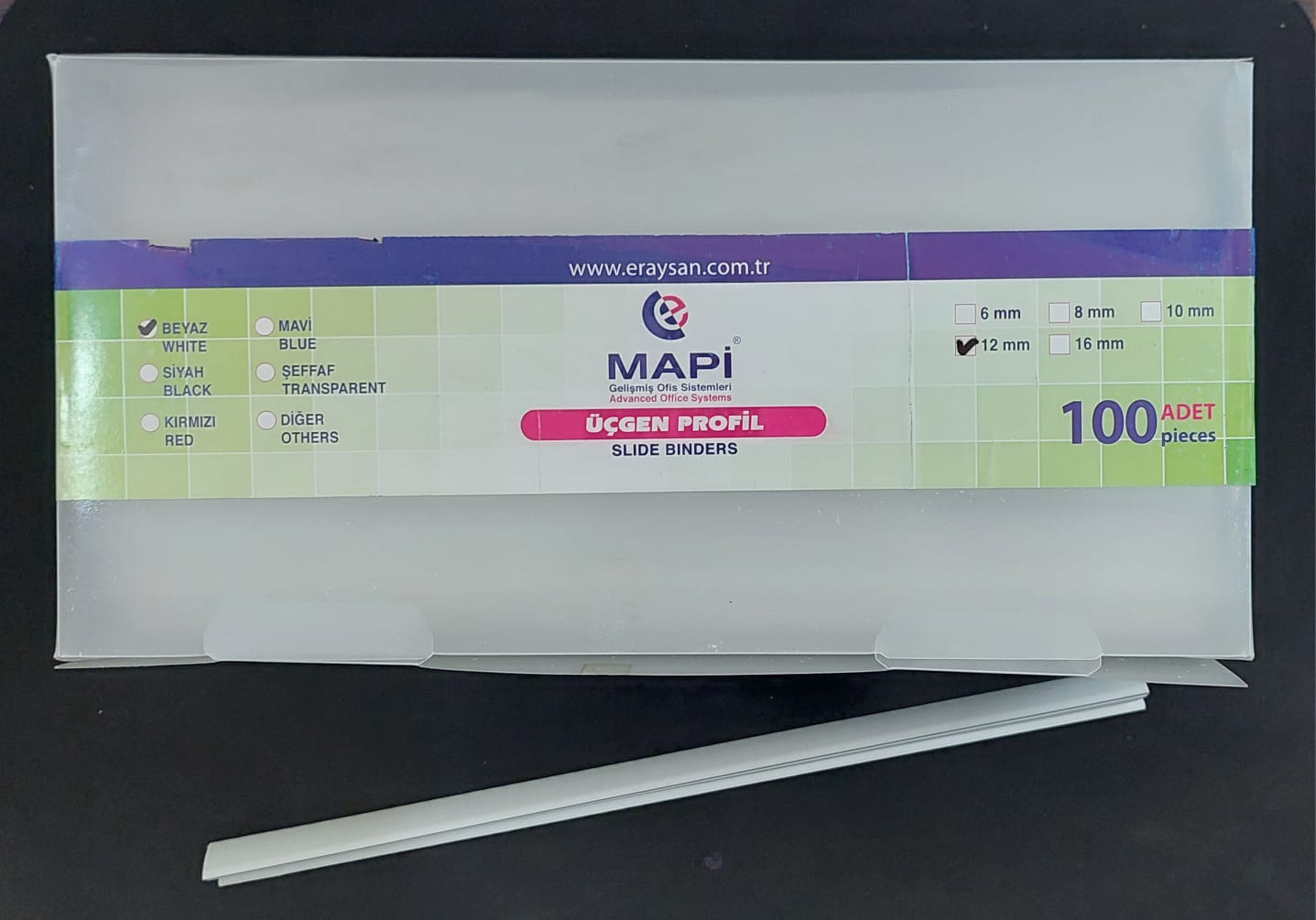 ESAN-2141200 MAPI PLASTIK ÜÇGEN PROFIL 12 MM 100 AD BEYAZ