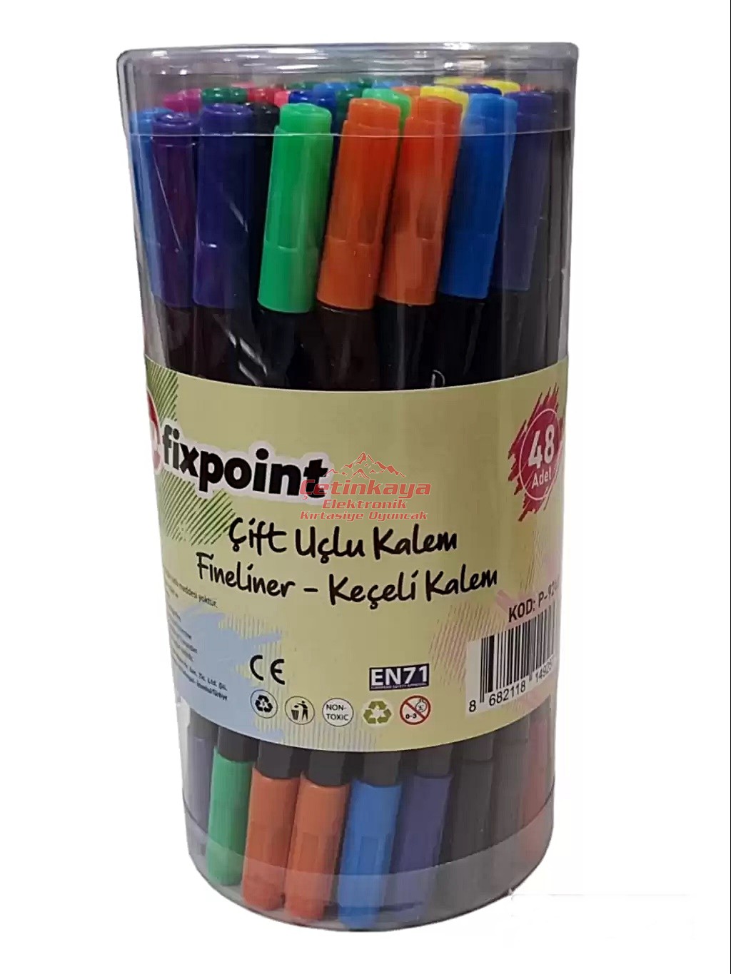 FINELINER ÇİFT UÇLU KEÇELİ KALEM PVC KUTU 48 Lİ PK FIXPOINT-P9240
