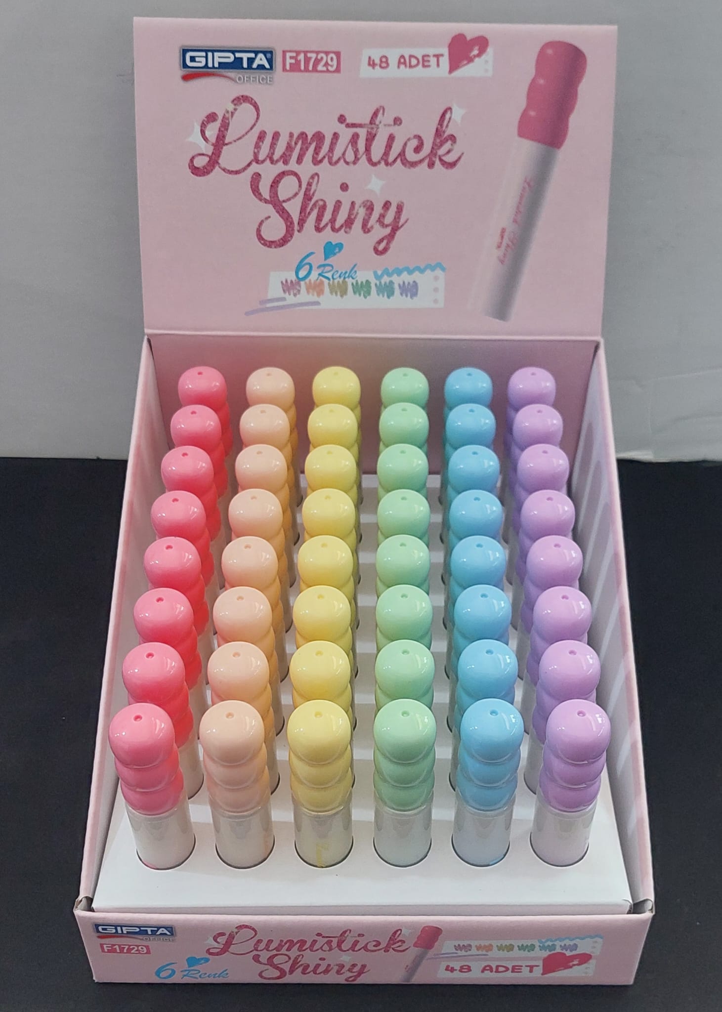 FOSFORLU MARKÖR - LUMİSTİCK SHINY SİM.6RNK 48 Lİ STAND - F1729 - GIPTA
