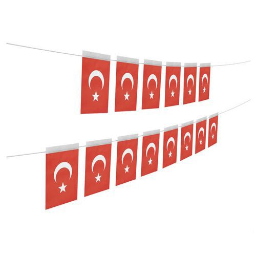 AYYILDIZ KAĞIT BAYRAK ORTA BOY İPLİ 40 LI HİLAL-1000281