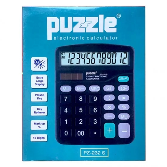 PUZZLE HESAP MAKİNASI ORTA BOY 12 HANE PZ-232