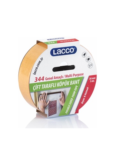 ÇİFT TARAFLI KÖPÜK BANT 36 MM 5 MT LACCO-344
