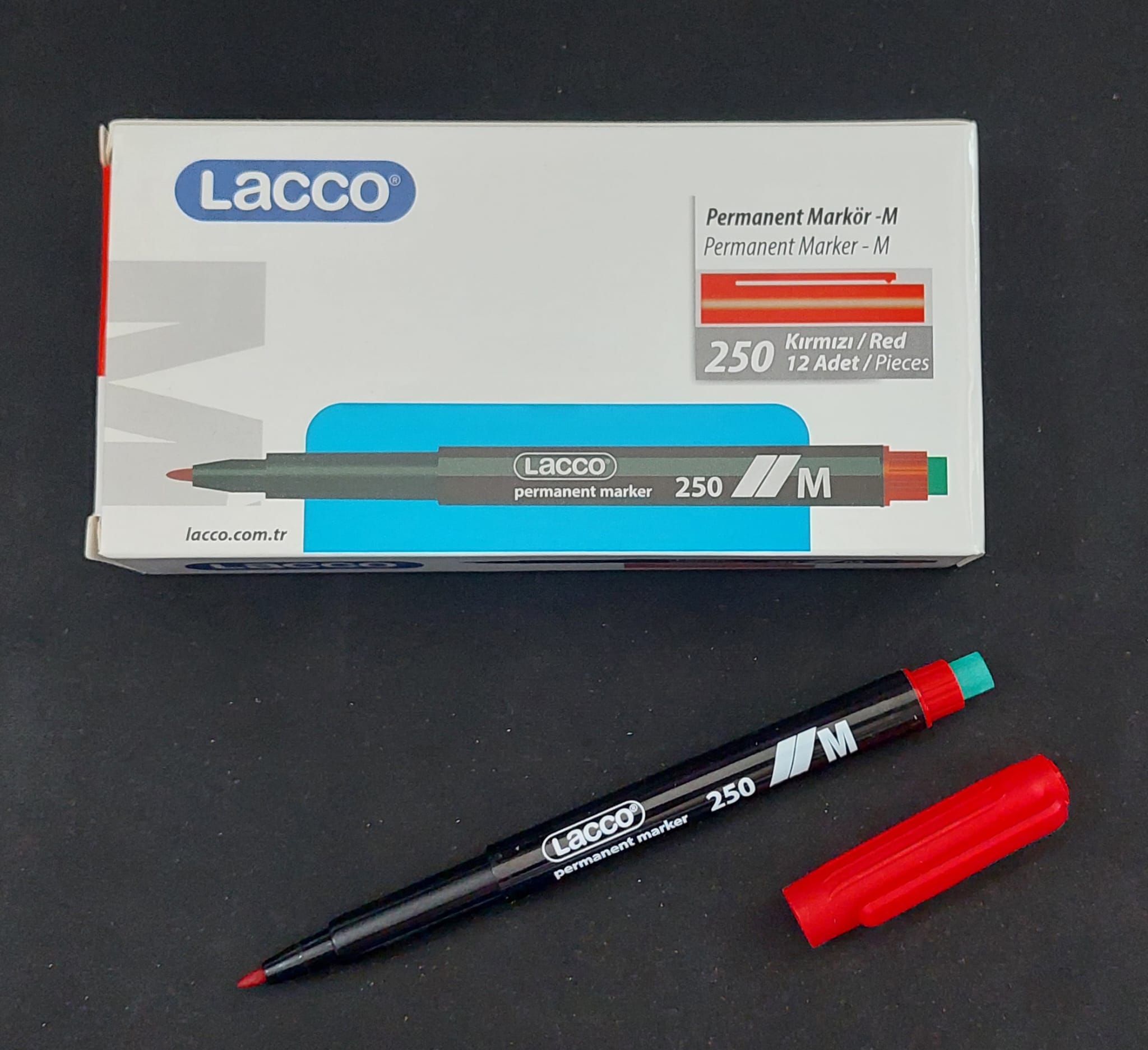 PERMANENT KALEM M KIRMIZI RENK 12 Lİ PK LACCO-250K