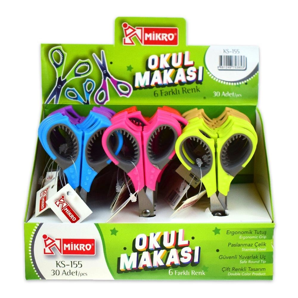 MİKRO ÖĞRENCİ MAKASI ÇİFT RENKLİ 30 LU PK ŞAHİN-KS155