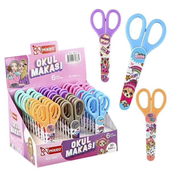 MİKRO OKUL MAKASI BÜYÜK KALPLİ KIZ 30 LU PK ŞAHİN-KS160