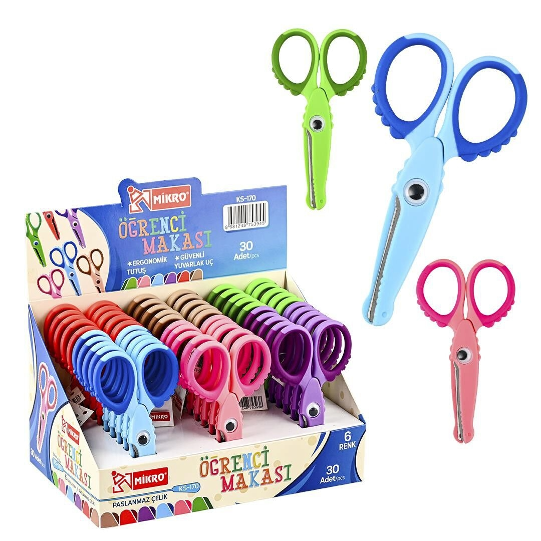 MİKRO ÖĞRENCİ MAKASI ÇİFT RENKLİ TİMSAH FİGÜRLÜ ŞAHİN-KS170