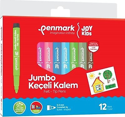 KEÇELİ KALEM JUMBO YIKANABİLİR 12 Lİ SET KARTON KUTU PENMARK-HS70612