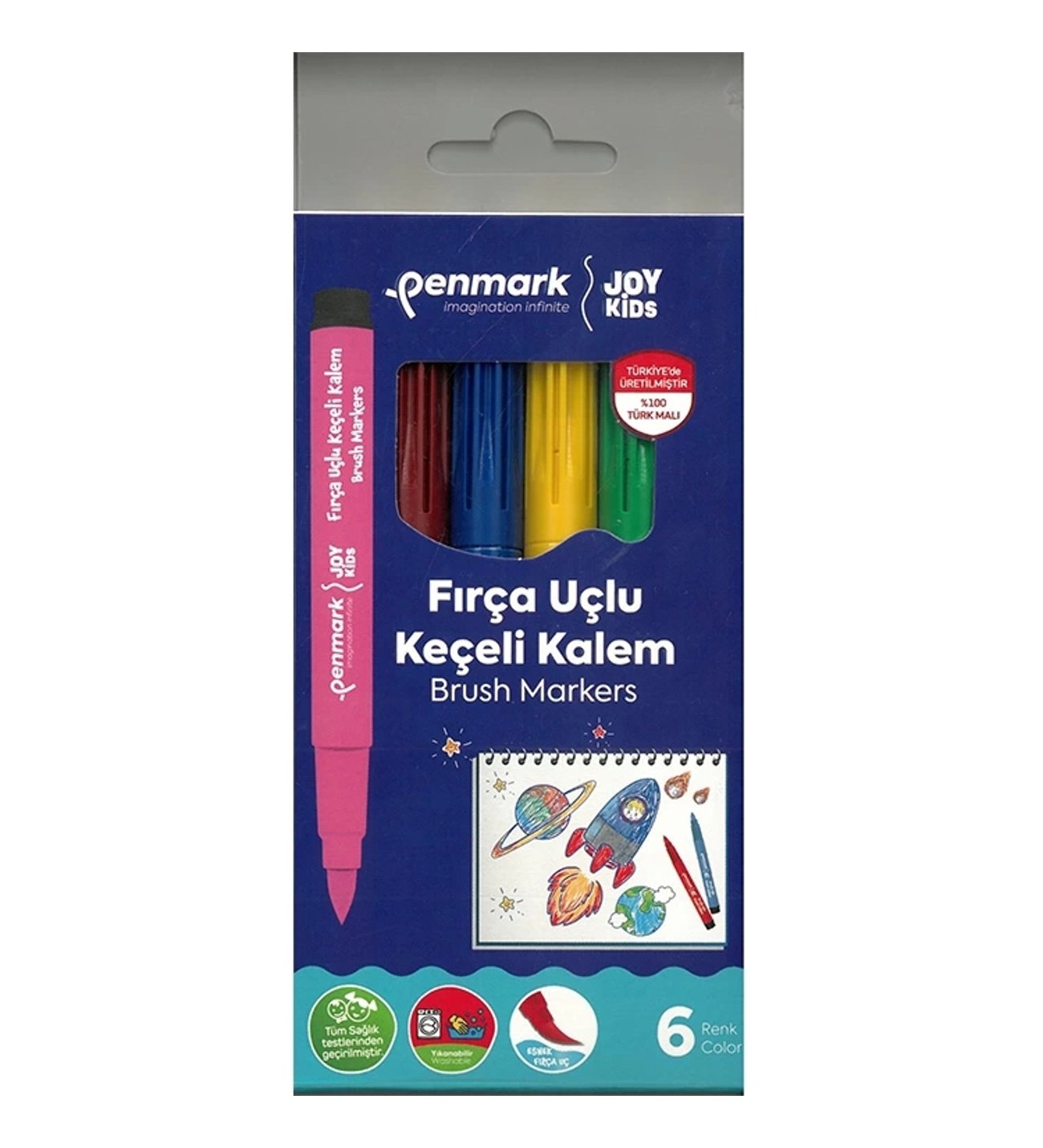 FIRÇA UÇLU KEÇELİ KALEM YIKANABİLİR 6 LI SET PENMARK-HS70806