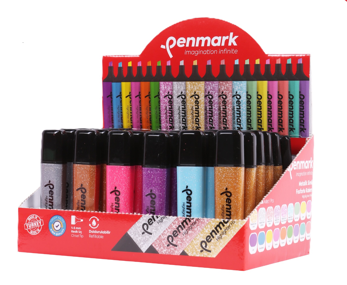 FOSFORLU KALEM SİMLİ RENKLER 60 LI STAND PENMARK-HS50560S