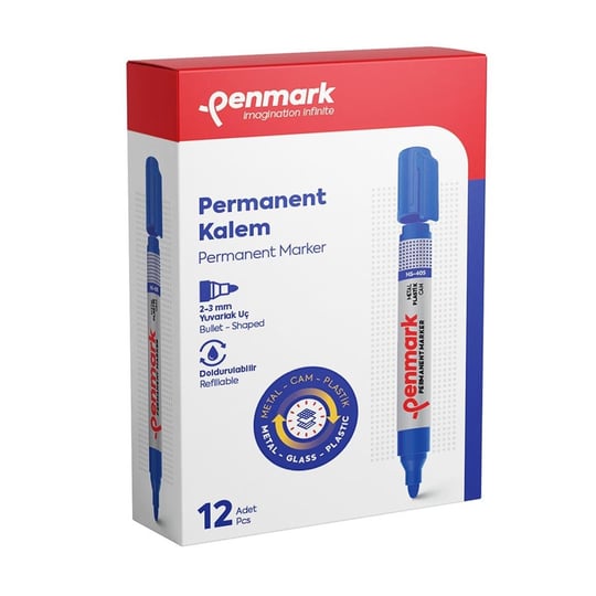 ECOPLUS PERMANENT KALEM KESİK UÇ MAVİ RENK 12 Lİ PK PENMARK-HS120102