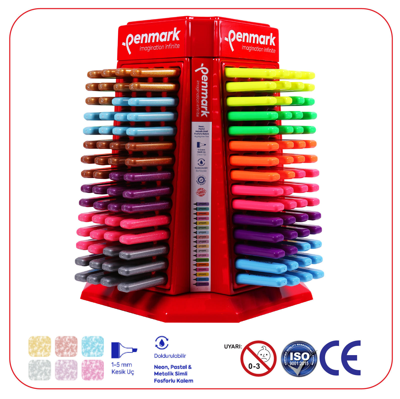 FOSFORLU KALEM PASTEL RENKLER 60 LI STAND PENMARK-HS50560P