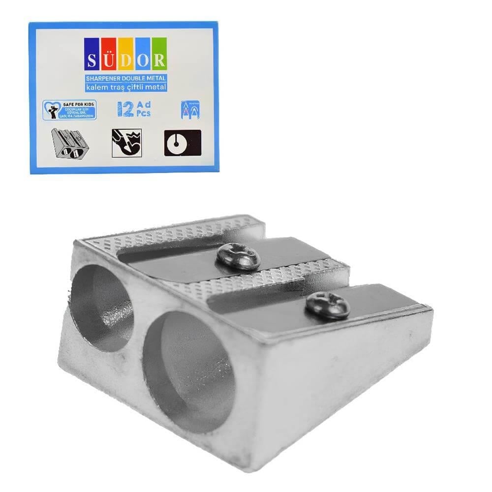 ÇİFT HAZNELİ METAL KALEMTRAŞ SÜDOR-KT12
