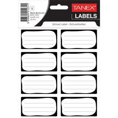 OKUL ETİKETİ ÇİFT SIRA BORDÜRLÜ SİYAH 5 AD - TANEX - TAN-BRD700605