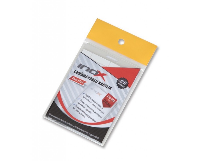 INOX DİKEY KARTLIK LAMİNASYONLU 74X104 MM 5 Lİ PK VİVA-5954