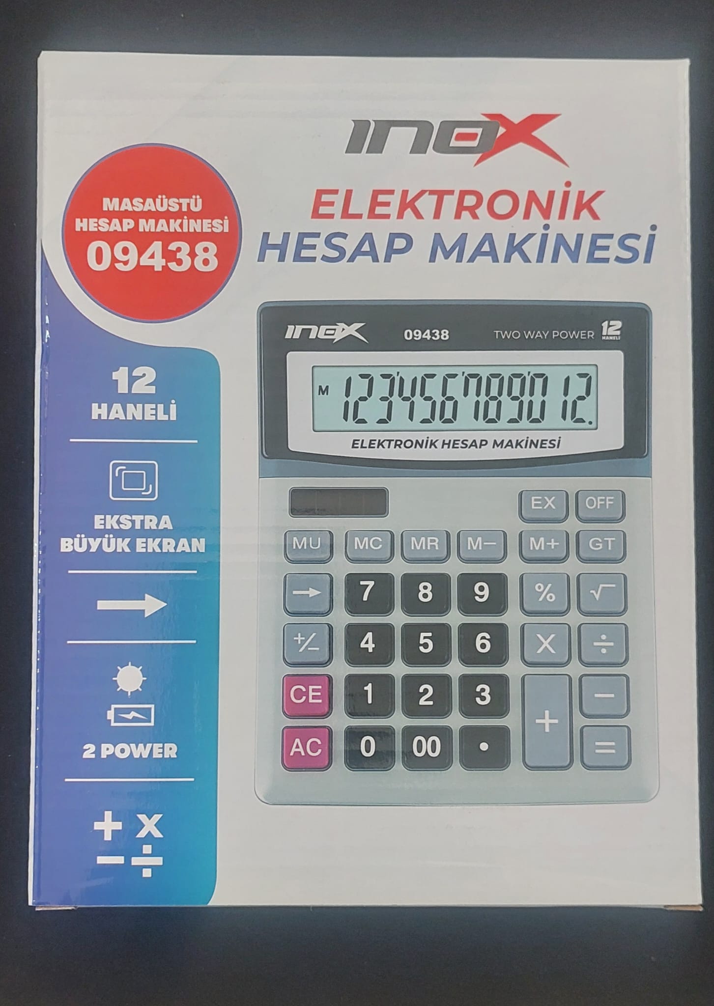 INOX HESAP MAKİNASI 12 HANELİ OFİS TİPİ BÜYÜK BOY VİVA-09438